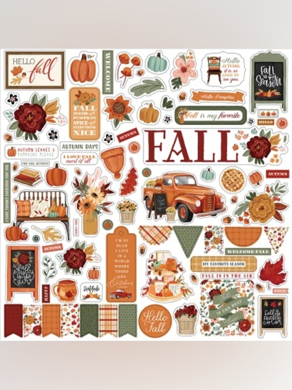 Carta Bella Welcome Fall 12x12 Autumn Sticker Sheet 🍁🍂🧡🤎
